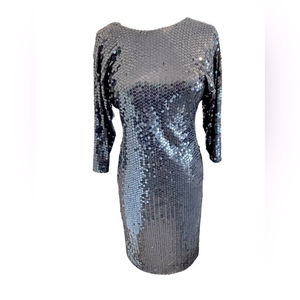 Black sequined dress, low cut out back. size‎ 8.